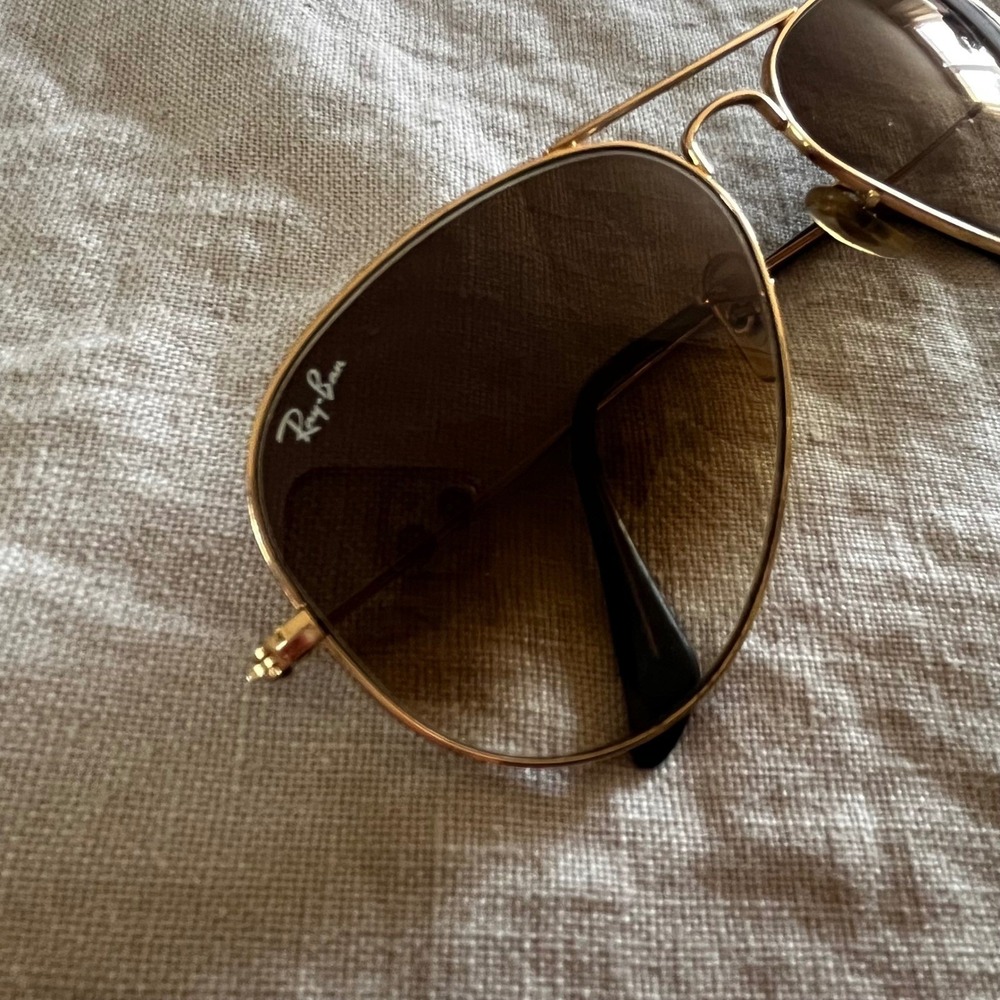 Authentic Ray-Ban Aviator Sun Glasses Brown Tint Gold Frame - Picture 6 of 15